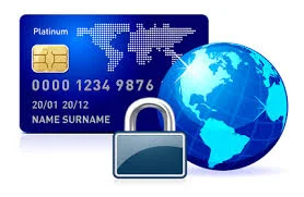 Image of a platinum credit card beside a globe with a protective padlock in front, illustrating the concept of global financial transactions and secure payments, potentially linking to content about monetizing through secure methods or financial protection strategies in digital revenue streams